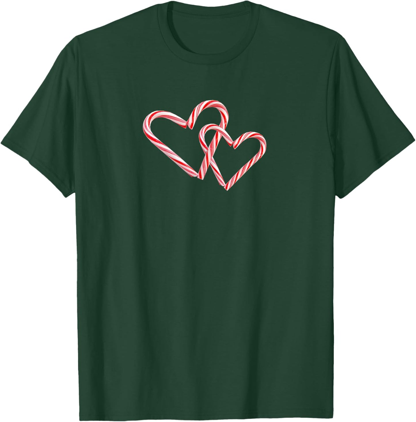 Peppermint Candy Cane Interlocking Hearts Christmas Holiday T-Shirt - T-Shirt | Forest