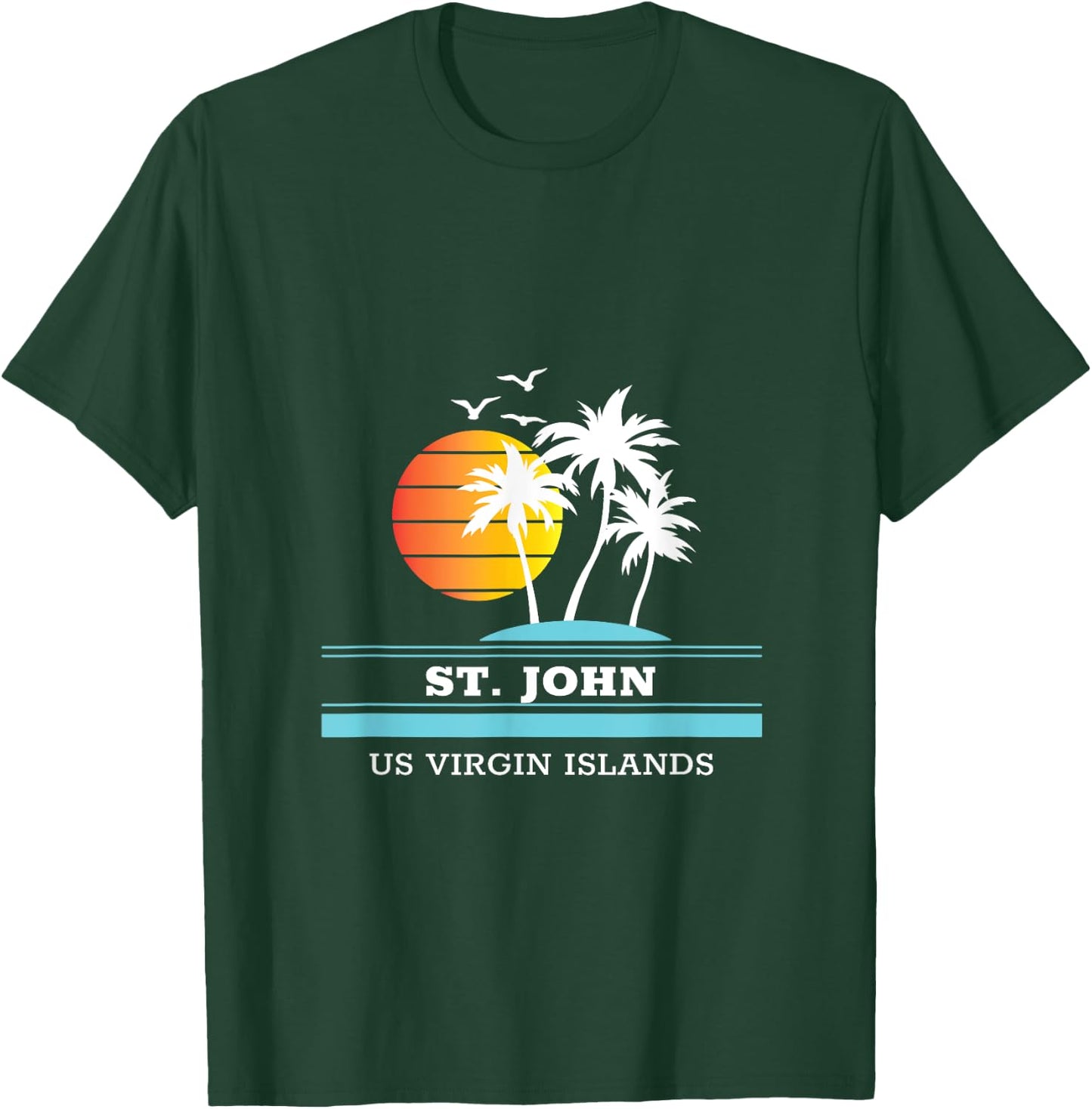 St. John Sunset Original Virgin Islands Beach Novelty Art T-Shirt - T-Shirt | Forest