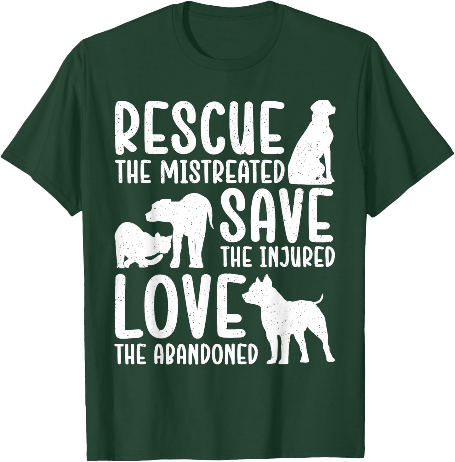 Best Animal Rescue Art Women Kids Dog Cat Pet Lovers T-Shirt - T-Shirt | Forest
