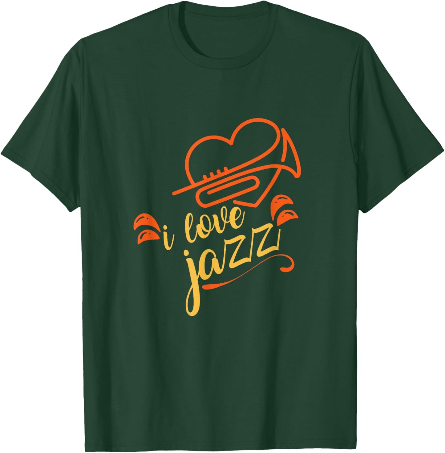 Cute I Love Jazz Heart Trumpet Jazz Music Lovers gift T-Shirt - T-Shirt | Forest