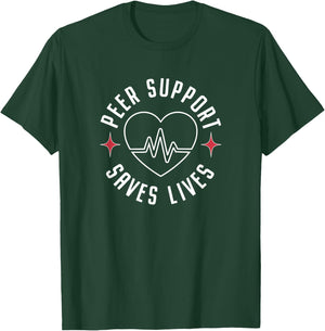 Peer Support Saves Lives Heart AA NA Meeting Makes Make It T-Shirt - T-Shirt | Forest