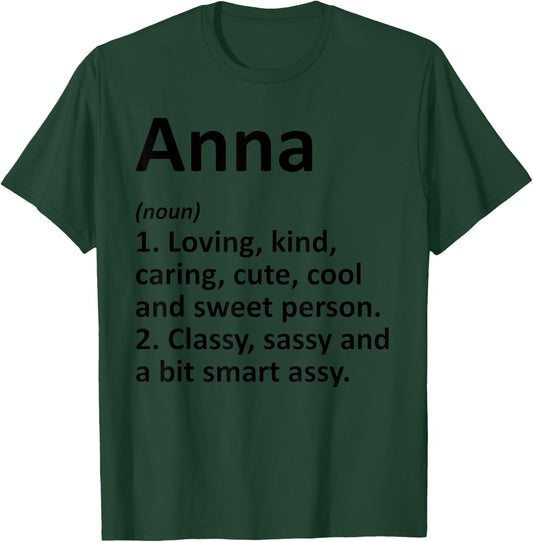 ANNA Definition Personalized Name Funny Birthday Gift T-Shirt - T-Shirt | Forest