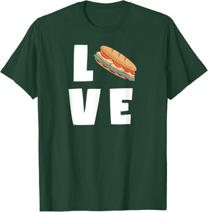 I Love Sub Sandwiches Funny Deli Hero Hoagie Food Lover T-Shirt - T-Shirt | Forest