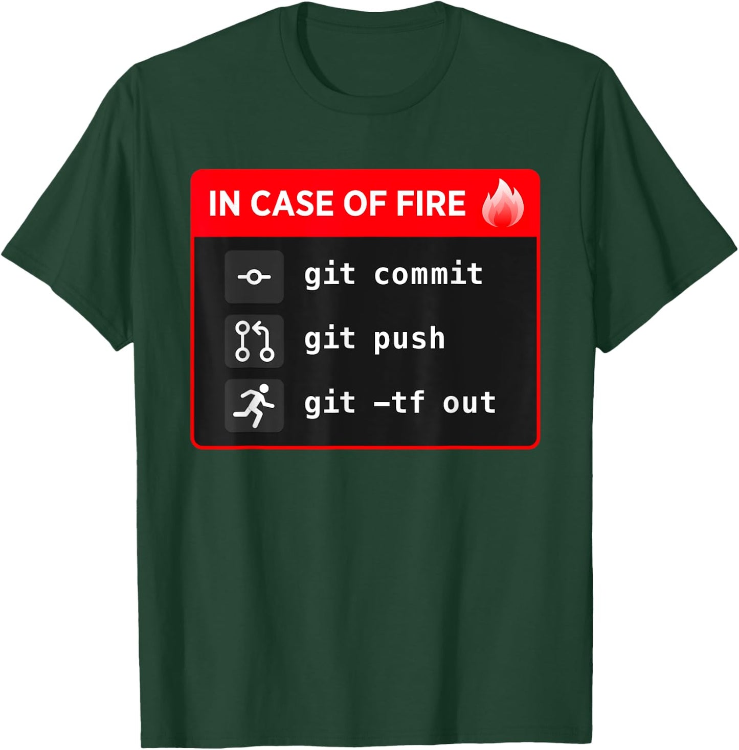 In Case of Fire, Git Commit, Git Push, Git TF Out T-Shirt - T-Shirt | Forest