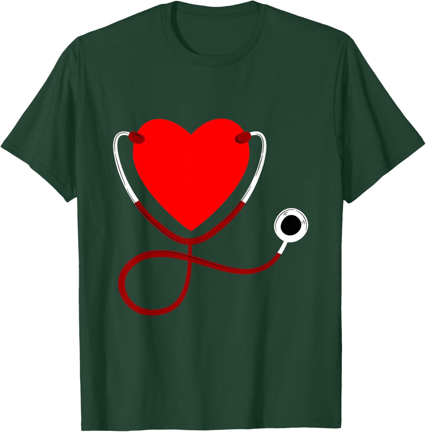 Stethoscope Heart Nurse Valentines Day Gift Nurse T-Shirt - T-Shirt | Forest