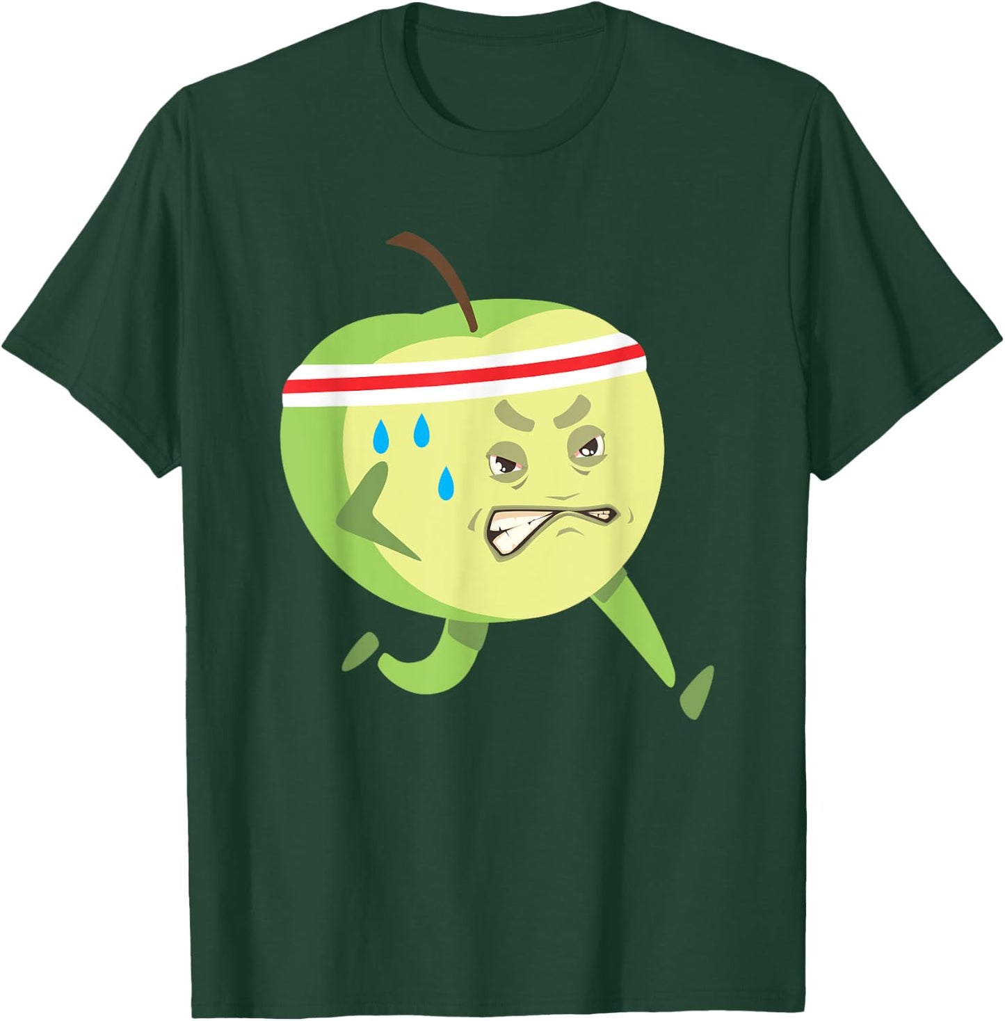 Funny Running Apple Cardio Marathon Runner Sweating Apple T-Shirt - T-Shirt | Forest