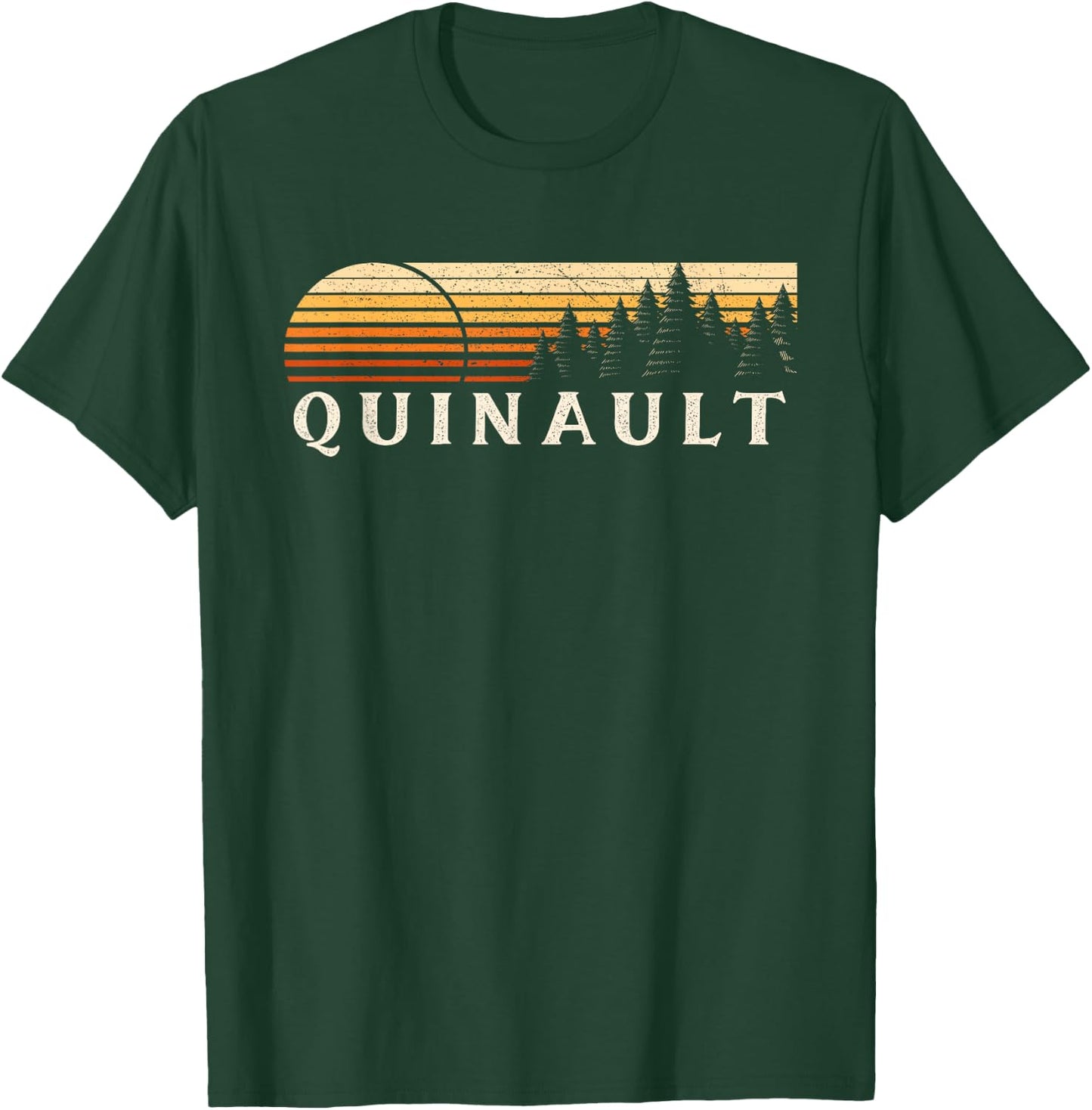 Quinault, WA Vintage Evergreen Sunset Eighties Retro T-Shirt - T-Shirt | Forest