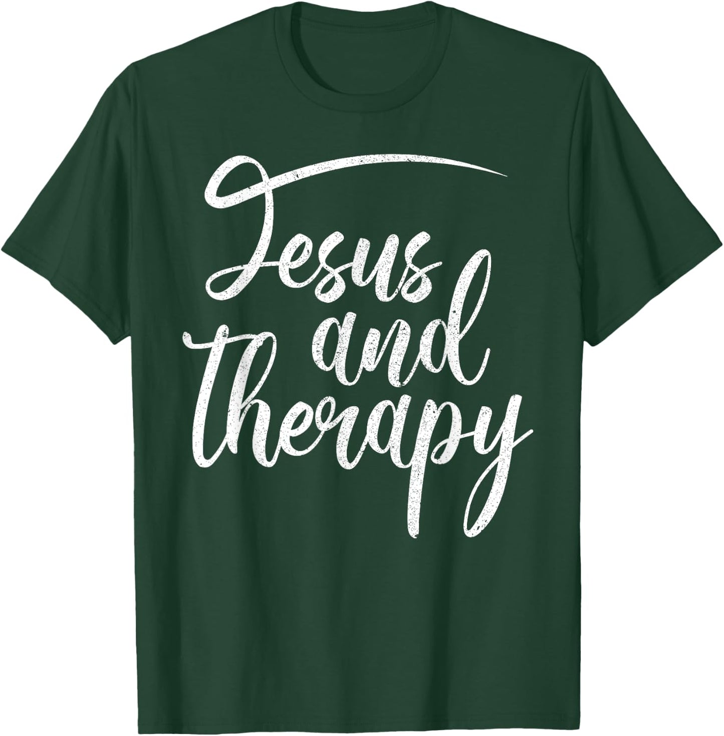 Christian Faith Believers Merch Co Jesus And Therapy Religious Christian Humor T-Shirt - T-Shirt | Forest