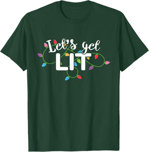 Christmas Lights Shirt Let's Get Lit Gift T-Shirt - T-Shirt | Forest