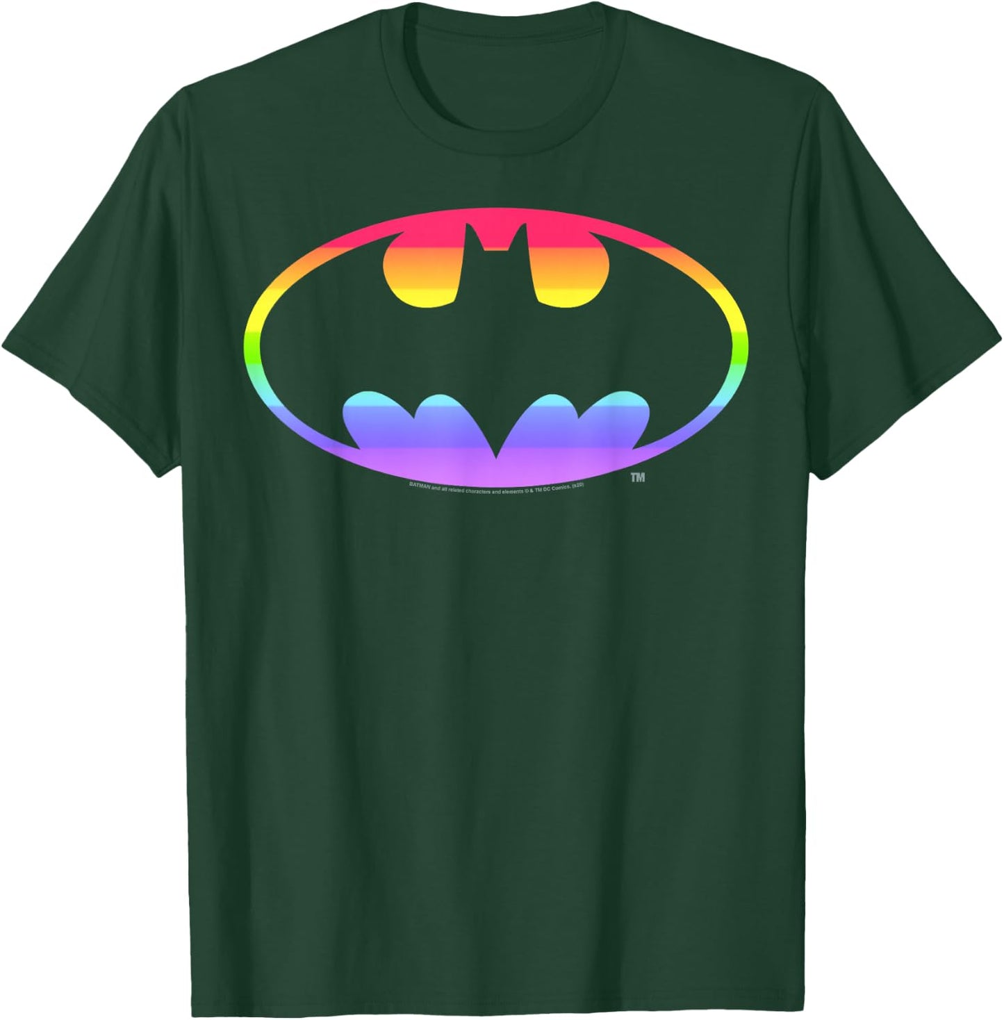 DC Comics Pride Batman Rainbow Gradient Logo Small T-Shirt - T-Shirt | Forest
