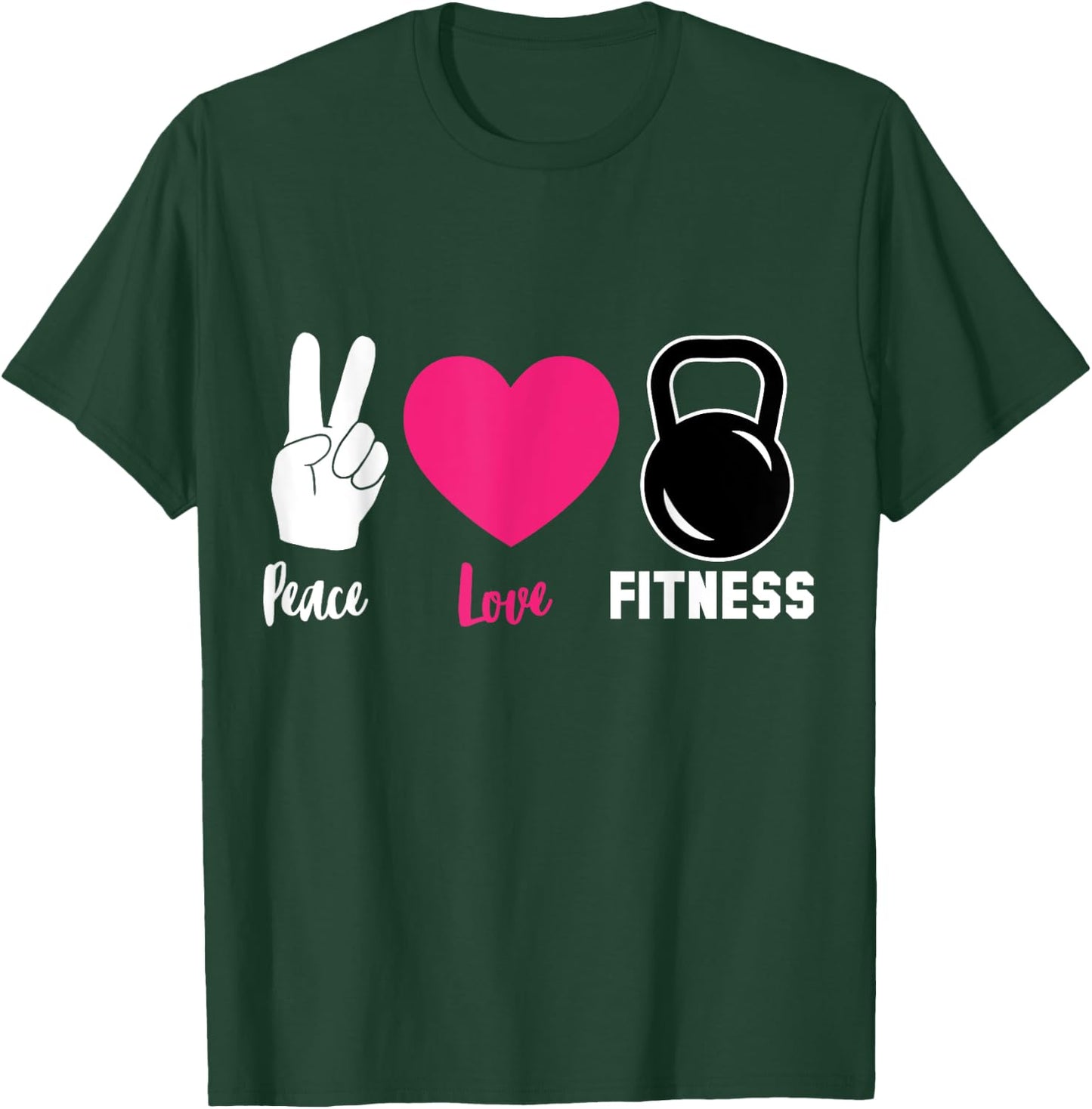 Peace Love Kettlebell Workout Cool Fitness Lover Gift T-Shirt - T-Shirt | Forest