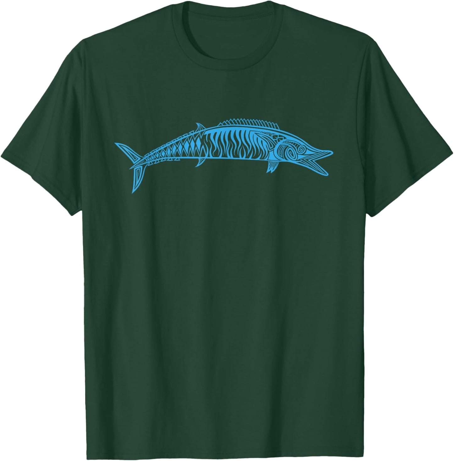 Wahoo Fishing Native Hawaiian - Hawaiian Tribal T-Shirt - T-Shirt | Forest