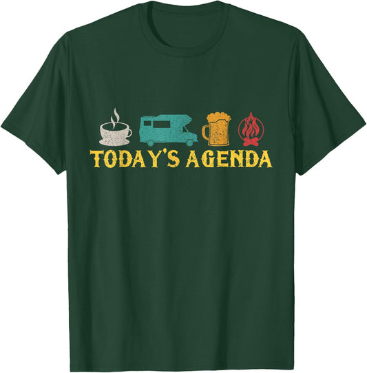 Motorhome, Camping, Road Trip, Coffee, Beer, Vintage T-Shirt - T-Shirt | Forest