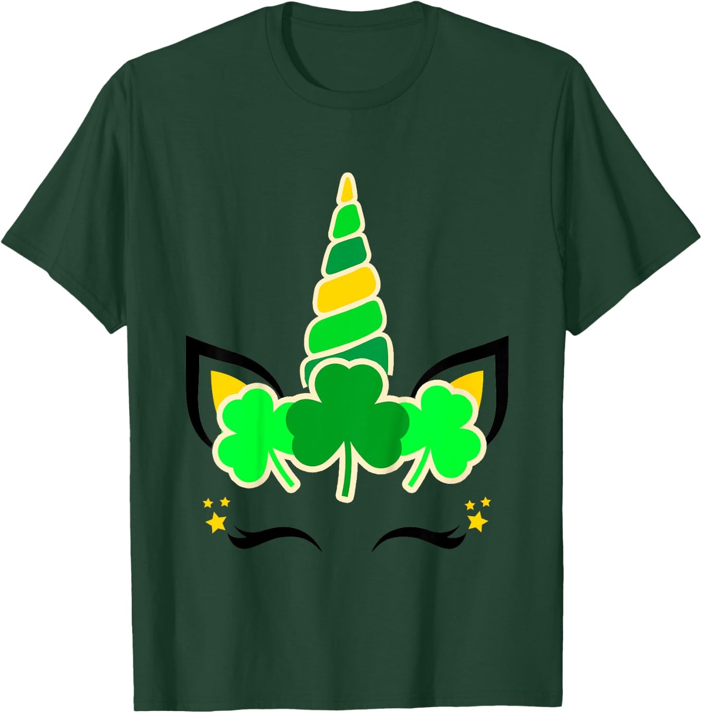 Kids Girls St Patricks Day Unicorn Toddler Shamrock Baby Clover T-Shirt - T-Shirt | Forest