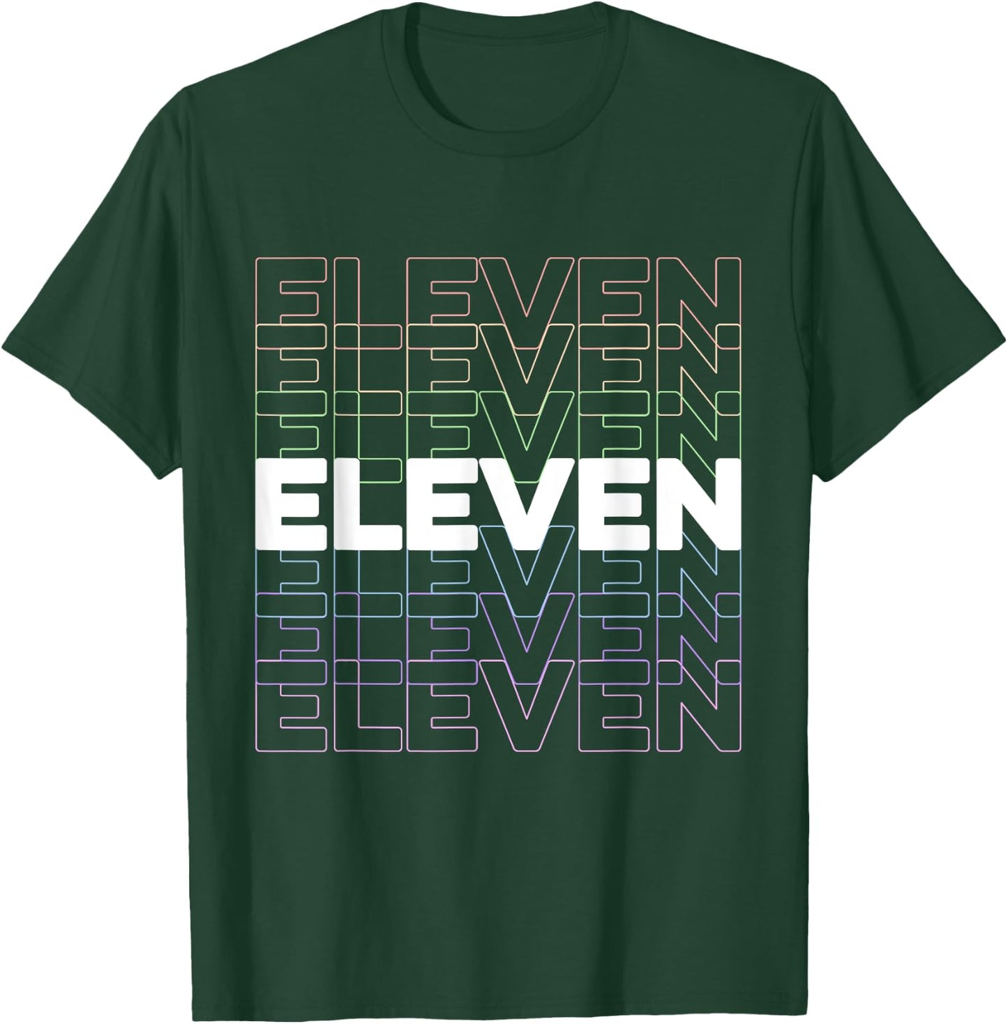 11th Kids Birthday, Adults Favorite # Eleven, Rainbow Color T-Shirt - T-Shirt | Forest