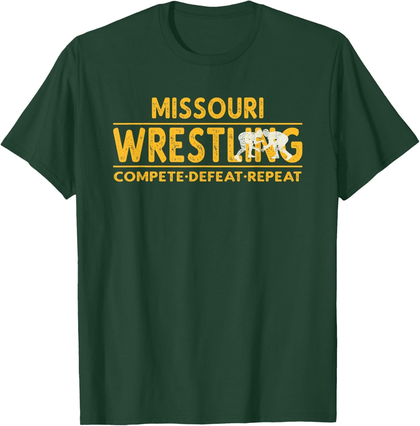 Missouri Wrestling - Compete, Defeat, Repeat T-Shirt - T-Shirt | Forest