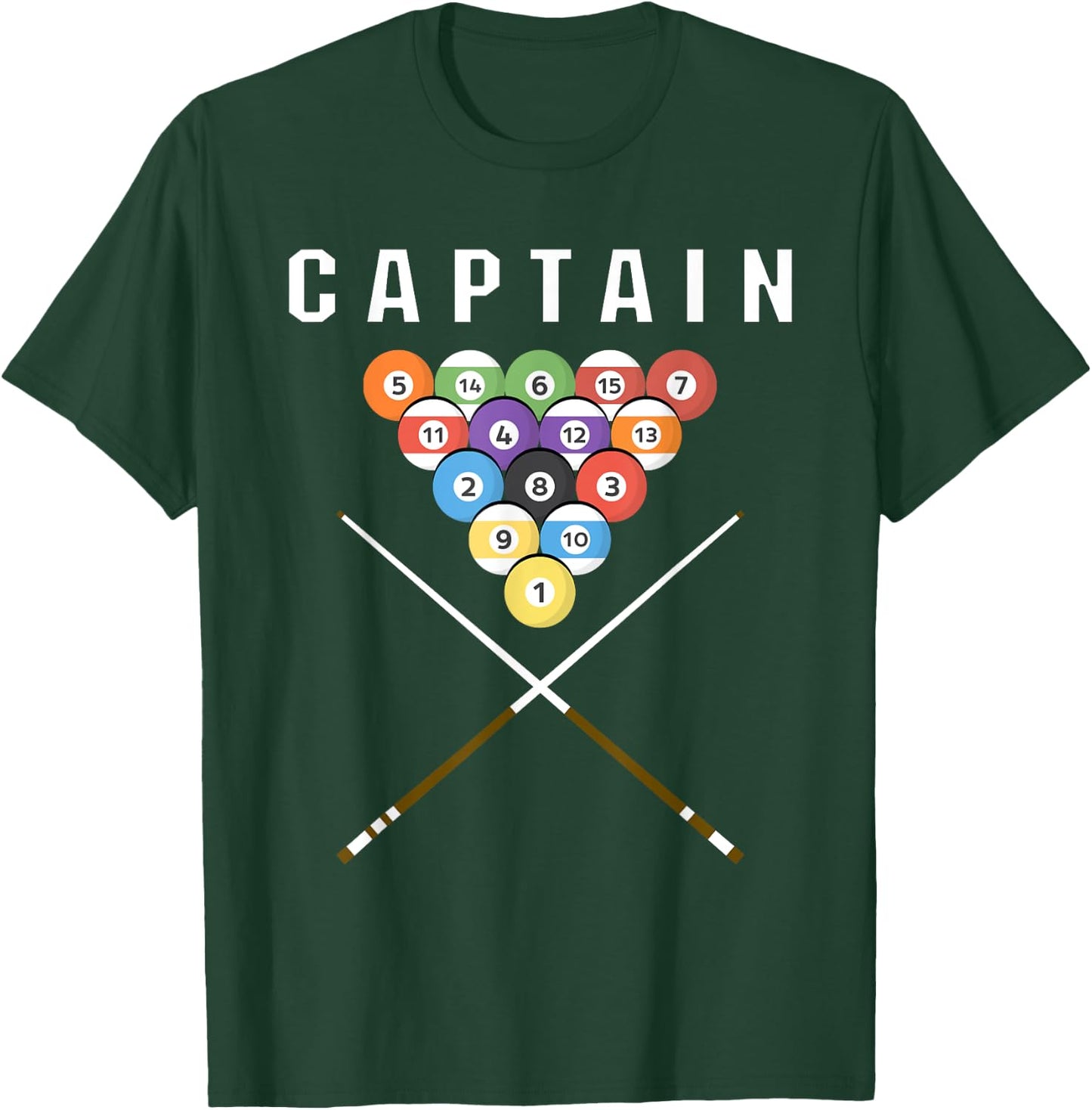 Captain Pool Billiard Team Gift T-Shirt - T-Shirt | Forest