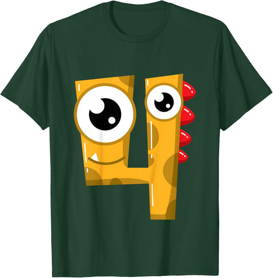 4th Birthday Fun Shirt Gift Funny Little Monster T-Shirt - T-Shirt | Forest