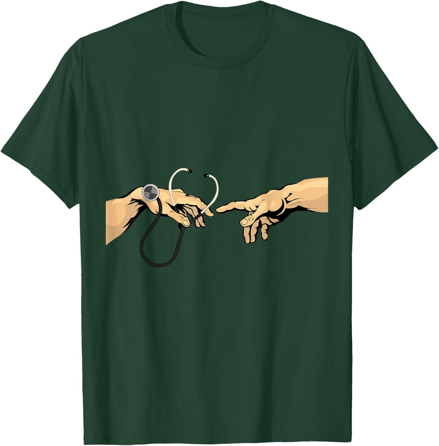 Creation of Adam Michelangelo Doctor Hospital stethoscope T-Shirt - T-Shirt | Forest