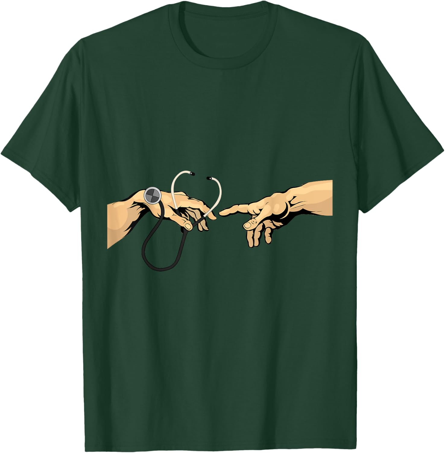 Creation of Adam Michelangelo Doctor Hospital stethoscope T-Shirt - T-Shirt | Forest