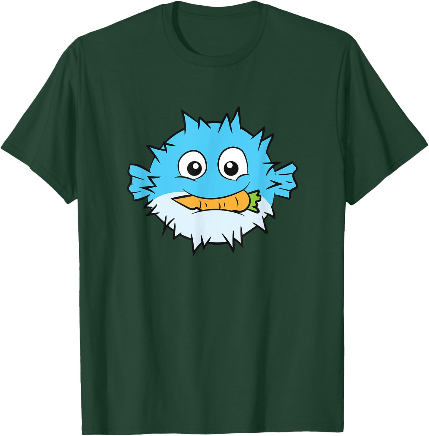 Funny Pufferfish Eating Carrot Meme Blowfish Meme T-Shirt - T-Shirt | Forest