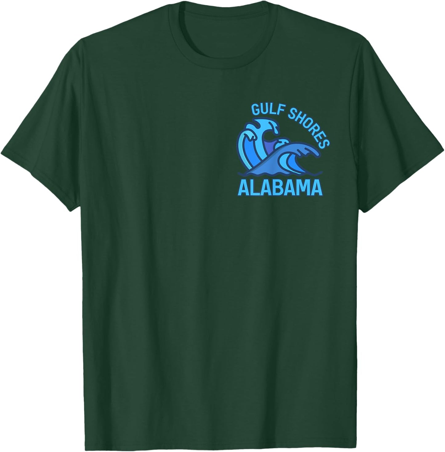 Graphic Gulf Shores Alabama Pocket Wave Souvenir T-Shirt - T-Shirt | Forest