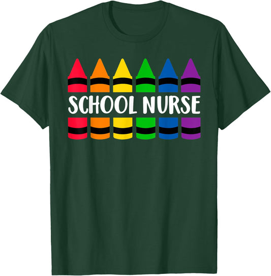 School Nurse Teacher Crayon - CRAY Teacher T-Shirt - T-Shirt | Forest