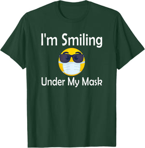 I'm Smiling Under My Mask Summer Sunglass Face Mask T-Shirt - T-Shirt | Forest