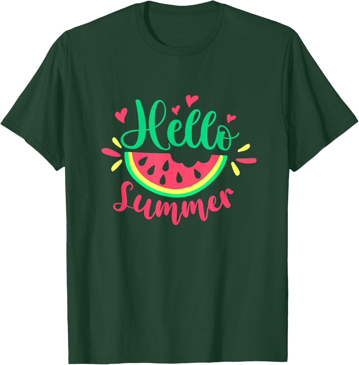 Hello Summer Watermelon Summertime Summer Vacation Women Girls Kids T-Shirt - T-Shirt | Forest