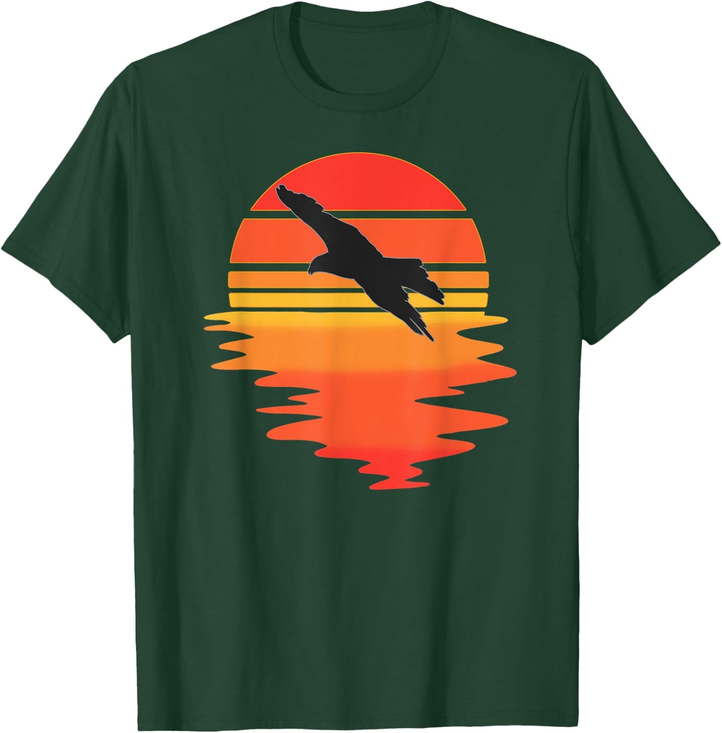 Retro Eagle - Cool Water Sunset large Bird Lovers T-Shirt - T-Shirt | Forest