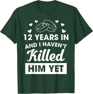 12th Wedding Anniversary Idea 12 Years Wife T-Shirt - T-Shirt | Forest
