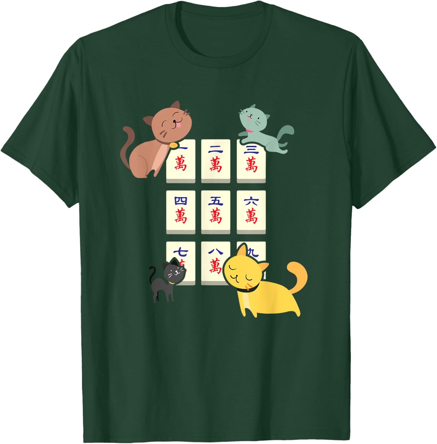 Cat Playing Mahjong Funny Players With Letters Women T-Shirt - T-Shirt | Forest