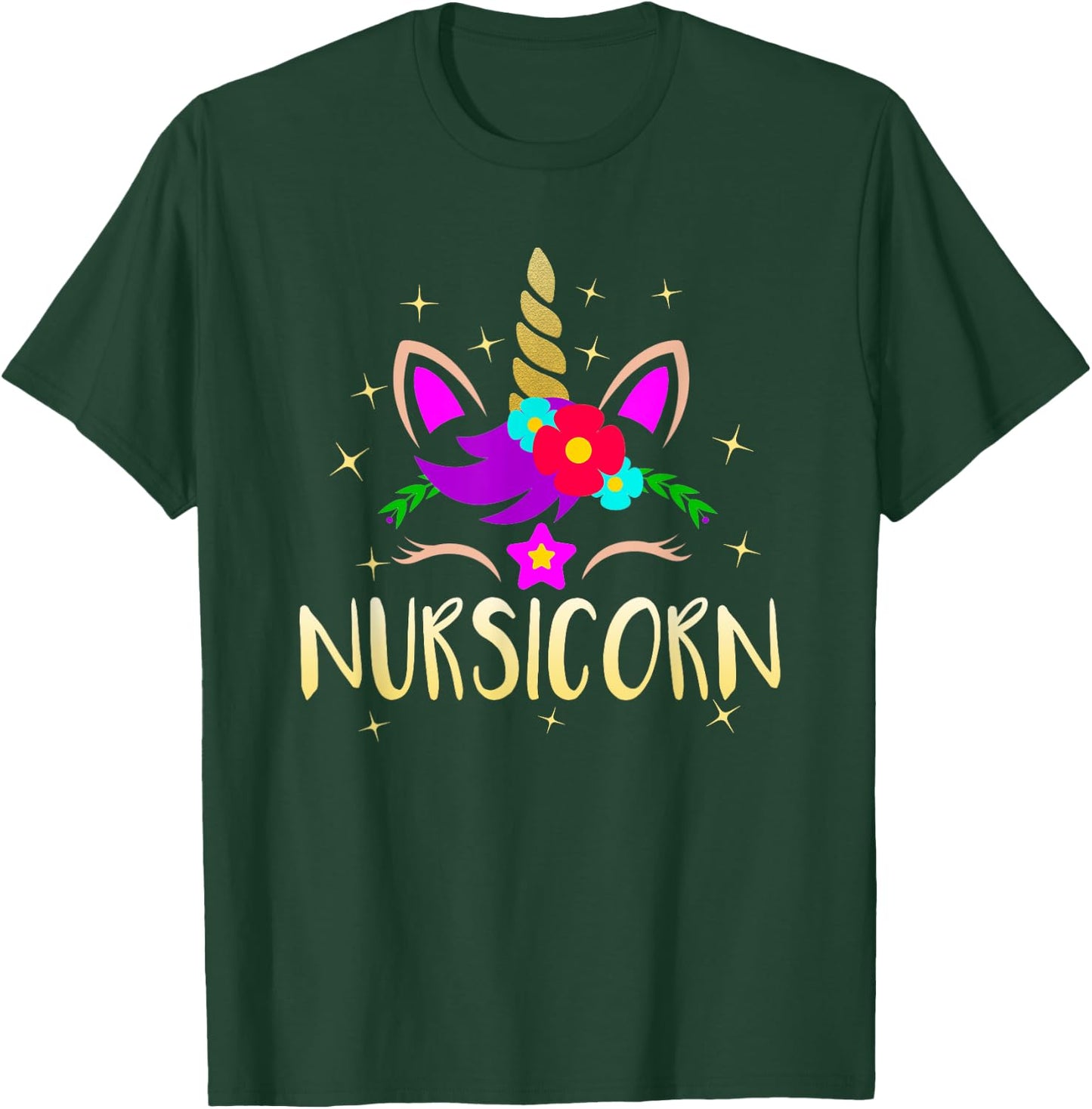 Nursicorn Funny Unicorn Female Nurse T-Shirt - T-Shirt | Forest
