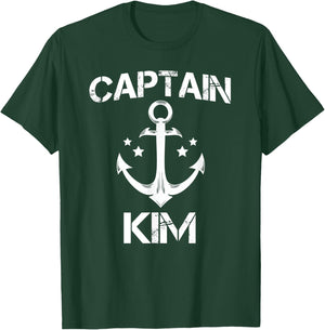 CAPTAIN KIM Funny Birthday Personalized Name Boat Gift T-Shirt - T-Shirt | Forest