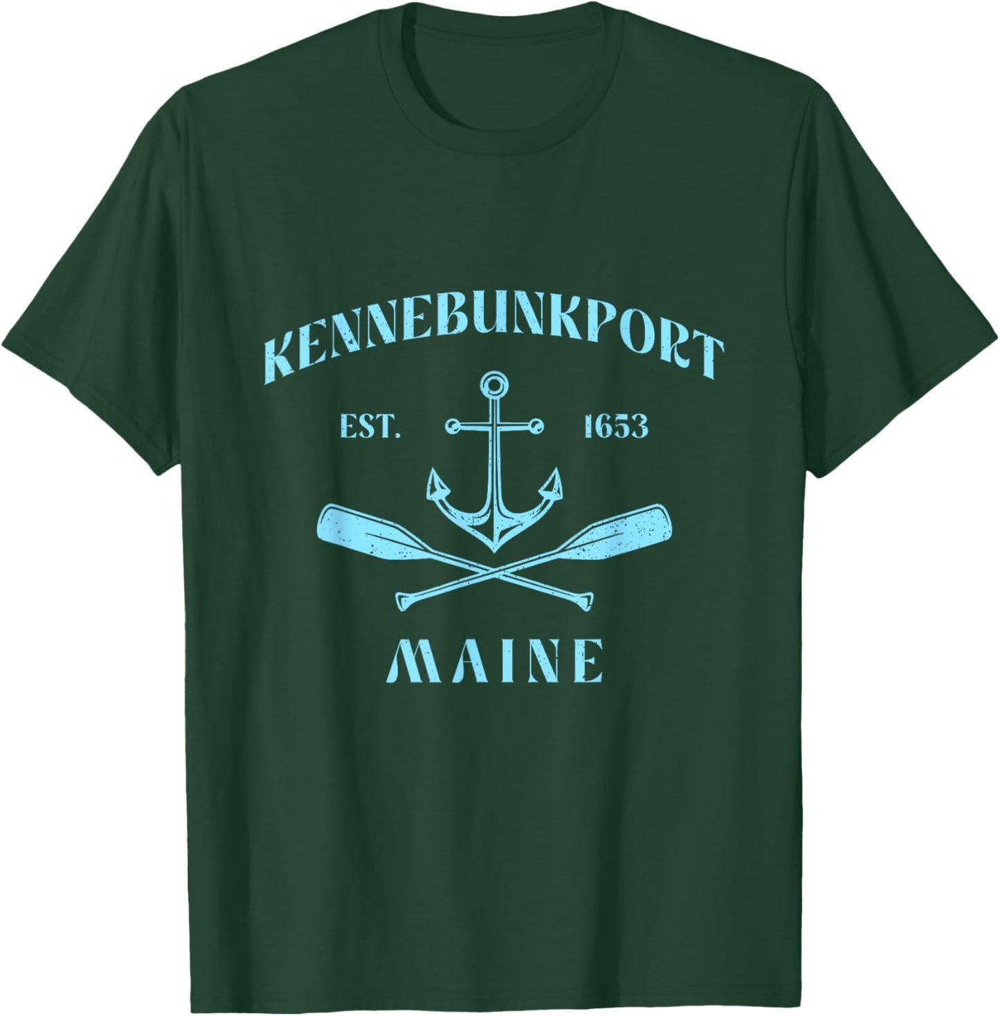 Vintage Nautical Boat Anchor & Crossed Oars Kennebunkport T-Shirt - T-Shirt | Forest