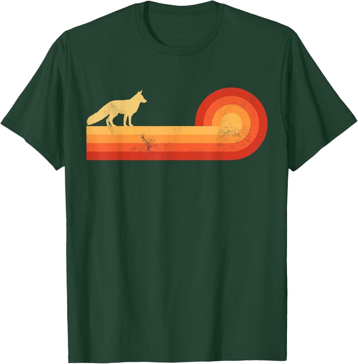 Fox Retro Vintage 60s 70s Sunset Mammal Animal Lovers Men T-Shirt - T-Shirt | Forest