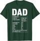 Dad Nutrition Facts Fathers Day Funny Sarcastic Papa Dada T-Shirt - T-Shirt | Forest