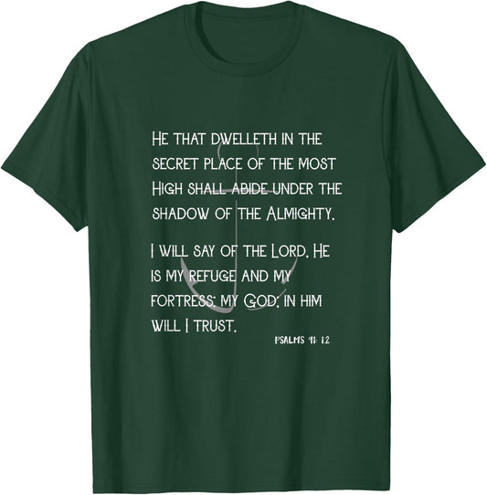 Inspirational Psalms 91 KJV Bible Verses Christian T-Shirt - T-Shirt | Forest