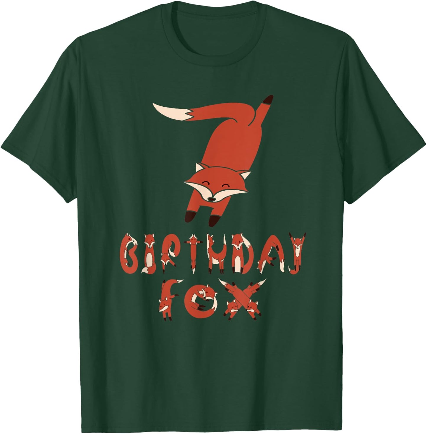 7th Birthday Fox Lover 7 Years Old Boys And Girls Party T-Shirt - T-Shirt | Forest