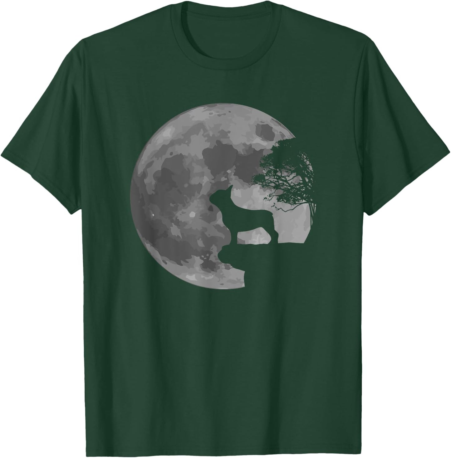 French Bulldog Dog Full Moon Howl Frenchie T-Shirt - T-Shirt | Forest