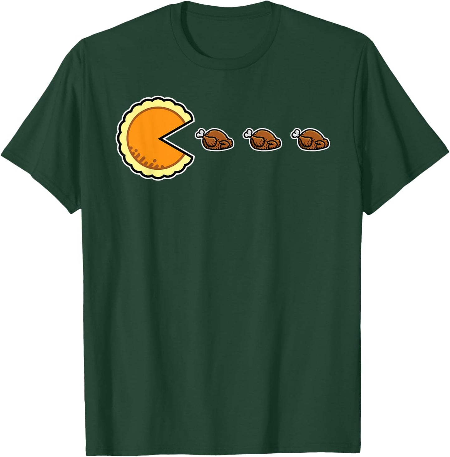 Pumpkin Pie and Turkeys Funny 80s Video Game Thanksgiving T-Shirt - T-Shirt | Forest