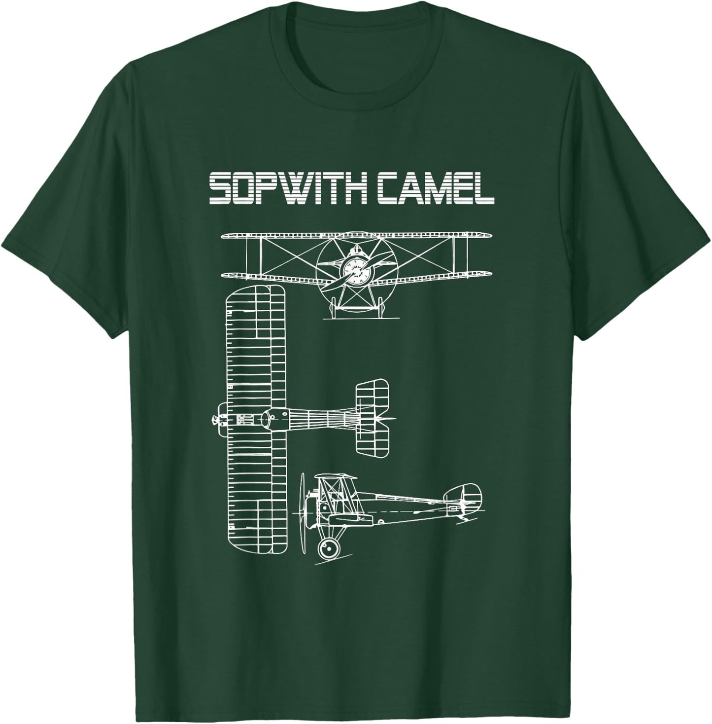 Sopwith Camel WW1 Plane Warbird Blueprint Schematics Diagram T-Shirt - T-Shirt | Forest