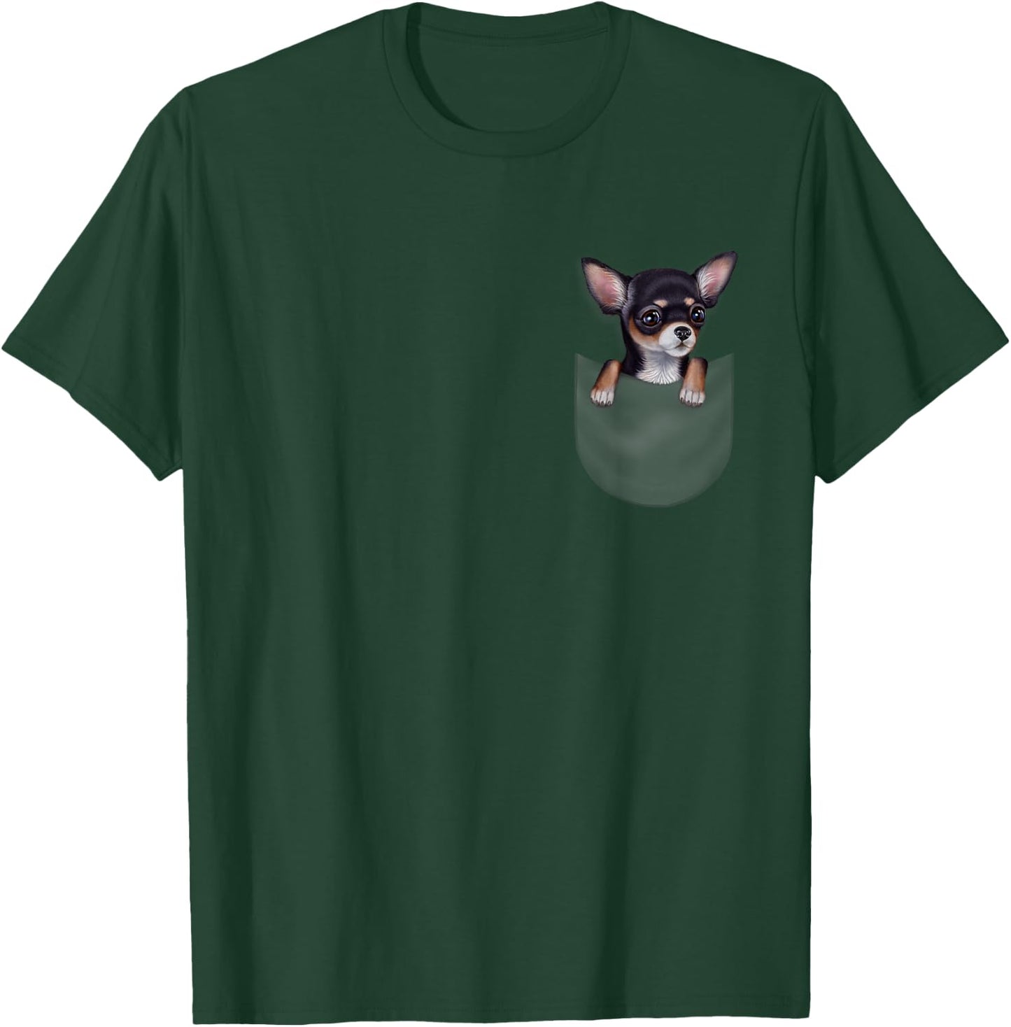 Black Chihuahua Dog in Pocket Women Kids T-Shirt - T-Shirt | Forest