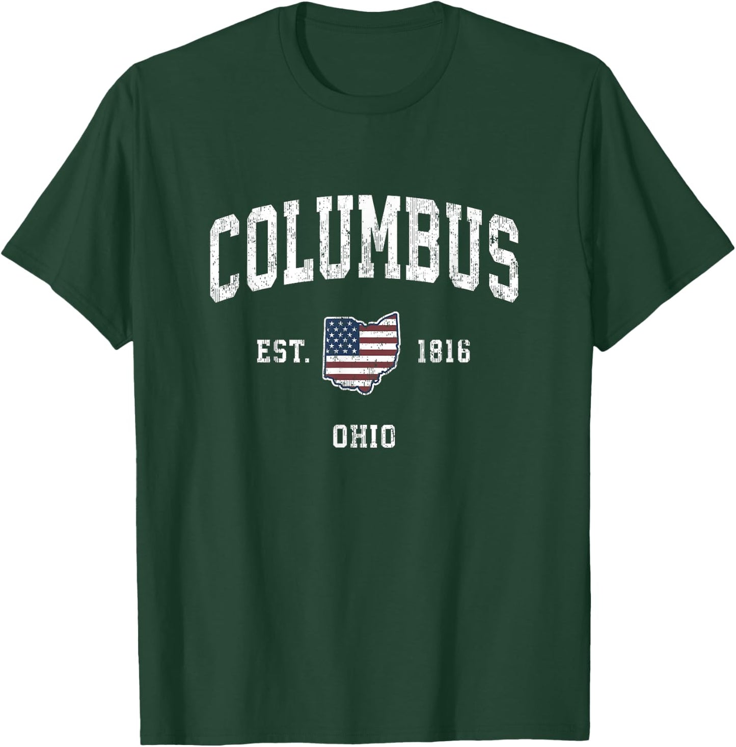 Columbus Ohio OH Vintage American Flag Sports Design Kids Men T-Shirt - T-Shirt | Forest