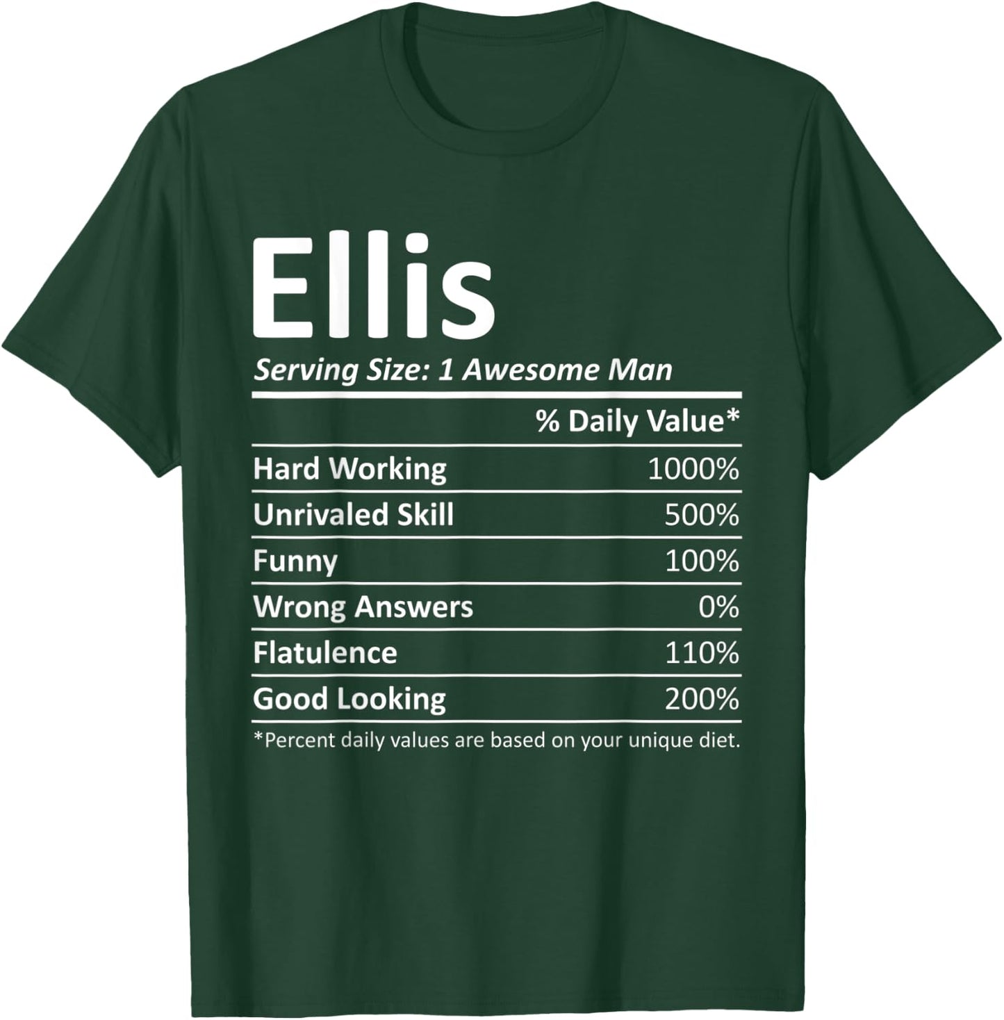 ELLIS Nutrition Funny Birthday Personalized Name Gift T-Shirt - T-Shirt | Forest