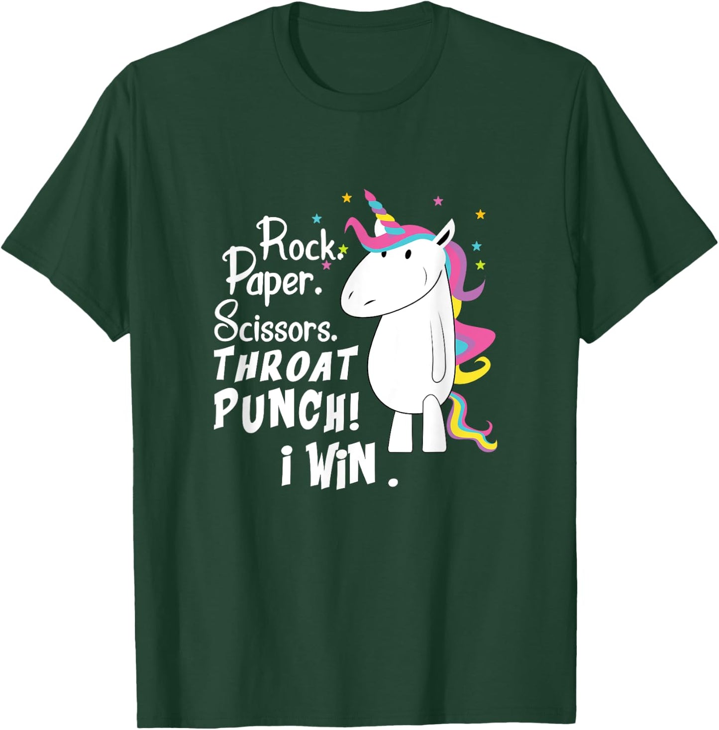 Rock Paper Scissors Throat Punch I Win Unicorn Outfit T-Shirt - T-Shirt | Forest