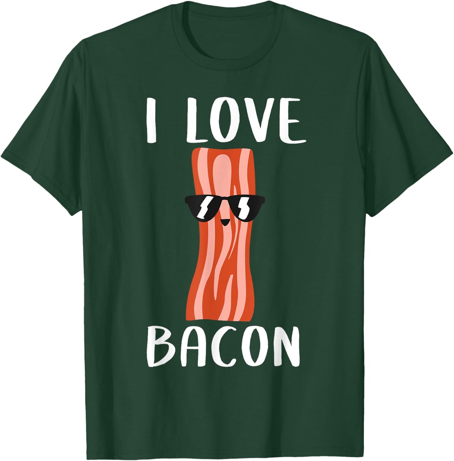 Funny Bacon Gift Kids Boys Girls Cool Geeky I Love Bacon T-Shirt - T-Shirt | Forest