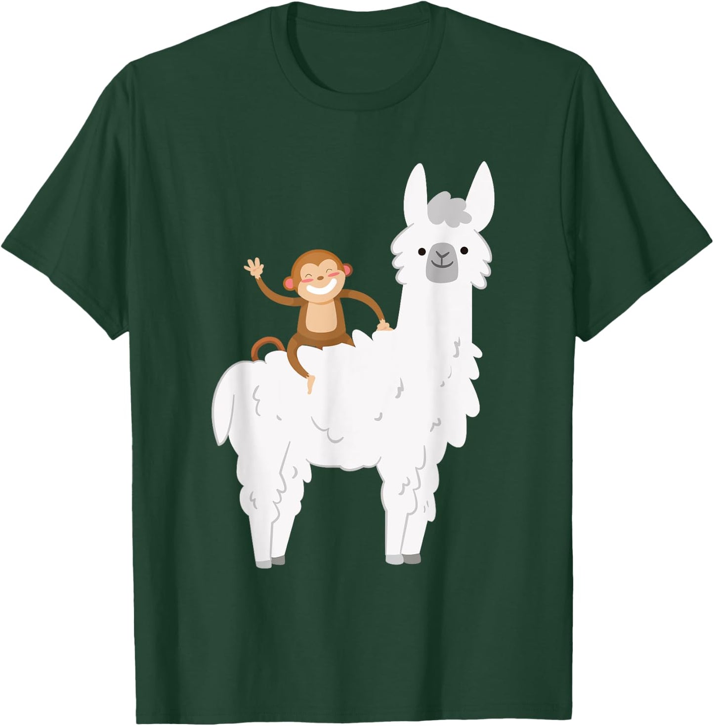 Ridiculous Monkey Riding Llama Alpaca Animal Lover Gift T-Shirt - T-Shirt | Forest