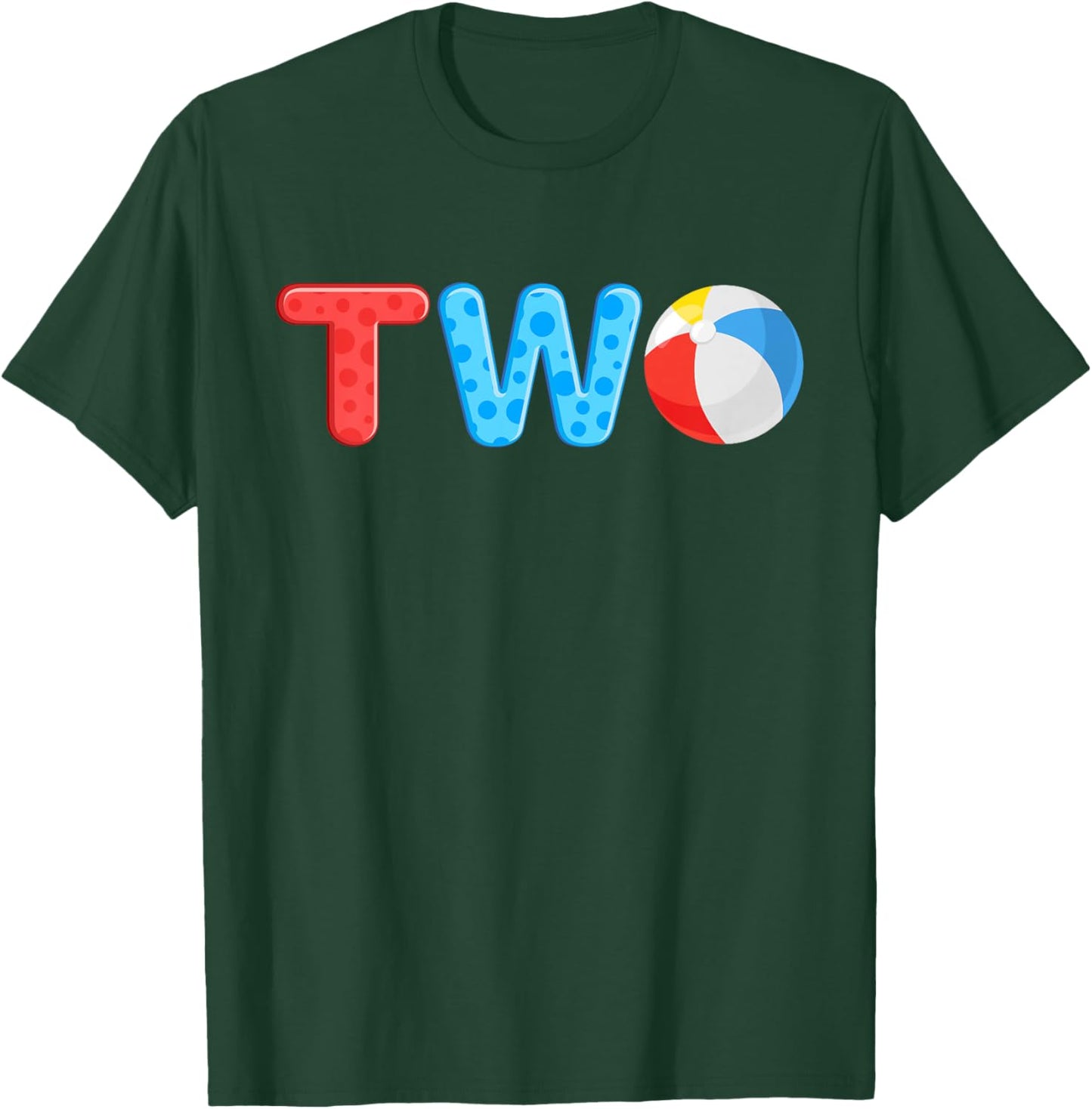 2nd Birthday Two Year Old Beach Ball Theme Summer Pool Party Kids T-Shirt - T-Shirt | Forest