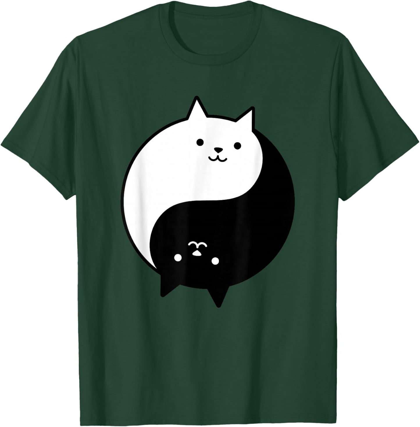 Cute Cats Yin Yang Yoga Zen Kitty Black and White Cat T-Shirt - T-Shirt | Forest